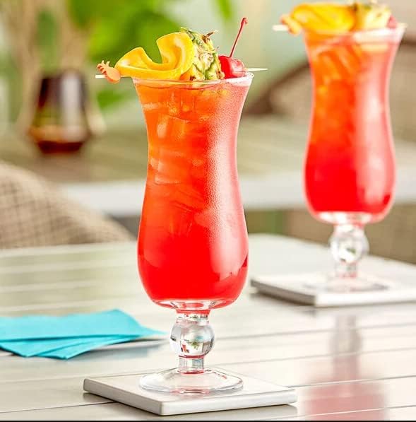 AZLVERA 2 Pcs Hurricane Glass Pina Colada Glasses Clear Heavy Base Glass Tulip Drinking Glasses for Water Juice Beer Wine Whiskey and Cocktails 450 ml Glass Clear - Image 4