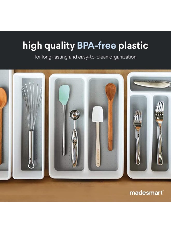 Madesmart Classic Utensil Tray Granite CLASSIC COLLECTION 3-Compartments Kitchen Organizer Non-slip Lining and Rubber Feet Easy to Clean BPA-Free Mini white 29918 - Image 4