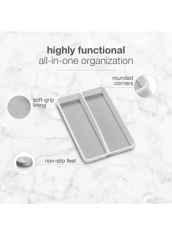 Madesmart Classic Utensil Tray Granite CLASSIC COLLECTION 3-Compartments Kitchen Organizer Non-slip Lining and Rubber Feet Easy to Clean BPA-Free Mini white 29918 - Image 3