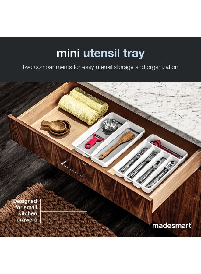 Madesmart Classic Utensil Tray Granite CLASSIC COLLECTION 3-Compartments Kitchen Organizer Non-slip Lining and Rubber Feet Easy to Clean BPA-Free Mini white 29918 - Image 2