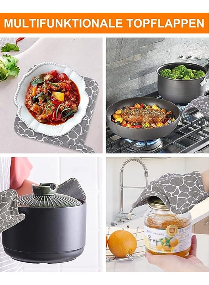 Perfii Set of Silicone Oven Mitts and Pot Holders - Heat Resistant Kitchen Gloves and Hot Pads for Baking, Cooking and Grilling - Image 5