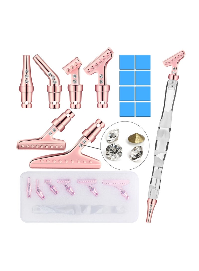 SYOSI 17 قطعة قلم رسم ماسي من الراتنج بتصميم مريح، 6 قطع رؤوس أقلام معدنية بزاوية 45° و 8 قطع طين لاصق، قلم رسم ماسي مريح لقلم الحرف اليدوية للرسم الماسي 5D - Image 1