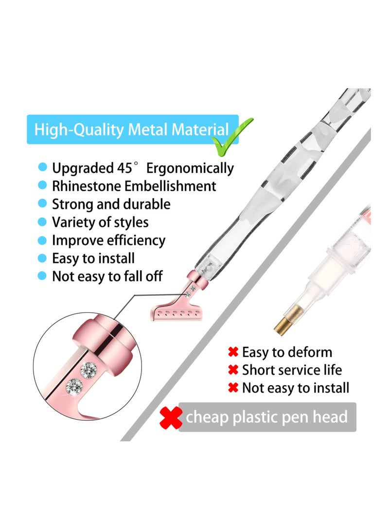 SYOSI 17 قطعة قلم رسم ماسي من الراتنج بتصميم مريح، 6 قطع رؤوس أقلام معدنية بزاوية 45° و 8 قطع طين لاصق، قلم رسم ماسي مريح لقلم الحرف اليدوية للرسم الماسي 5D - Image 3