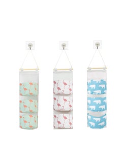 KASTWAVE Wall Hanging Storage Bag, Waterproof Over The Door Organizer Linen Fabric Hanging Wall Organizer, Closet Organizer for Bedroom & Bathroom (3 Pack)  - Image 1