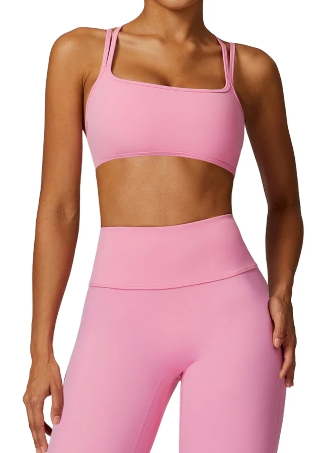 KAWN.YOGA Womens Cross Striped Back Sports Bra - Padded Low Impact Workout Yoga Bra with Removable Built in Bra