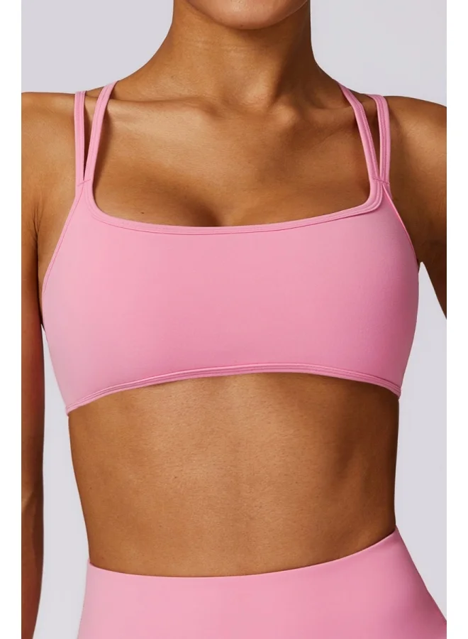 KAWN.YOGA Womens Cross Striped Back Sports Bra - Padded Low Impact Workout Yoga Bra with Removable Built in Bra