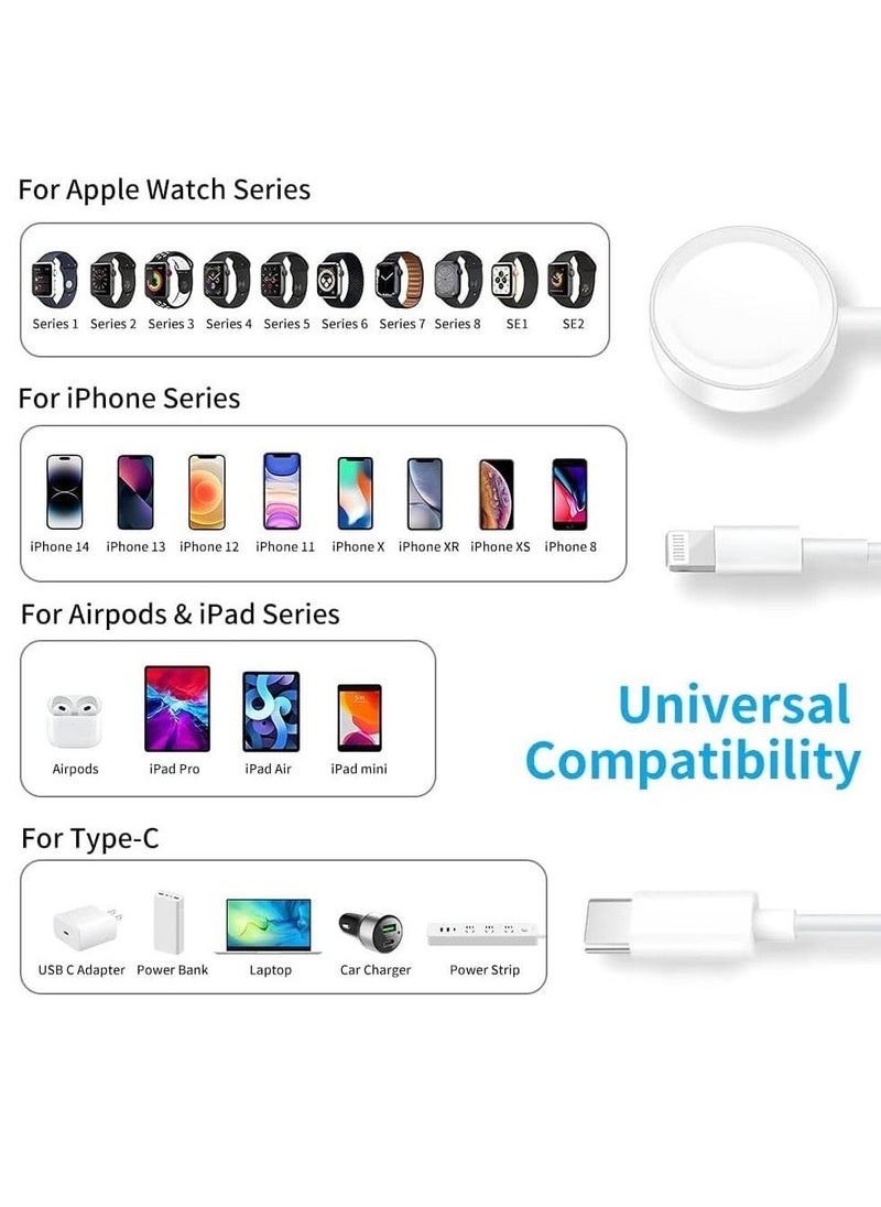 USB C Watch Charger, Magnetic Charging Cable, 4.9 ft/2m, 2 in 1 iPhone Watch Charger for Apple Watch Series SE/8/7/6/5/4/3/2/1 iPhone 14/13/12/11 Pro/Pro Max/XS Max/XS/XR - Image 3