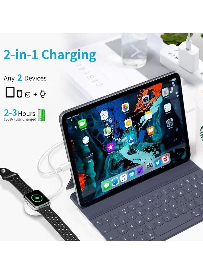 USB C Watch Charger, Magnetic Charging Cable, 4.9 ft/2m, 2 in 1 iPhone Watch Charger for Apple Watch Series SE/8/7/6/5/4/3/2/1 iPhone 14/13/12/11 Pro/Pro Max/XS Max/XS/XR - Image 1
