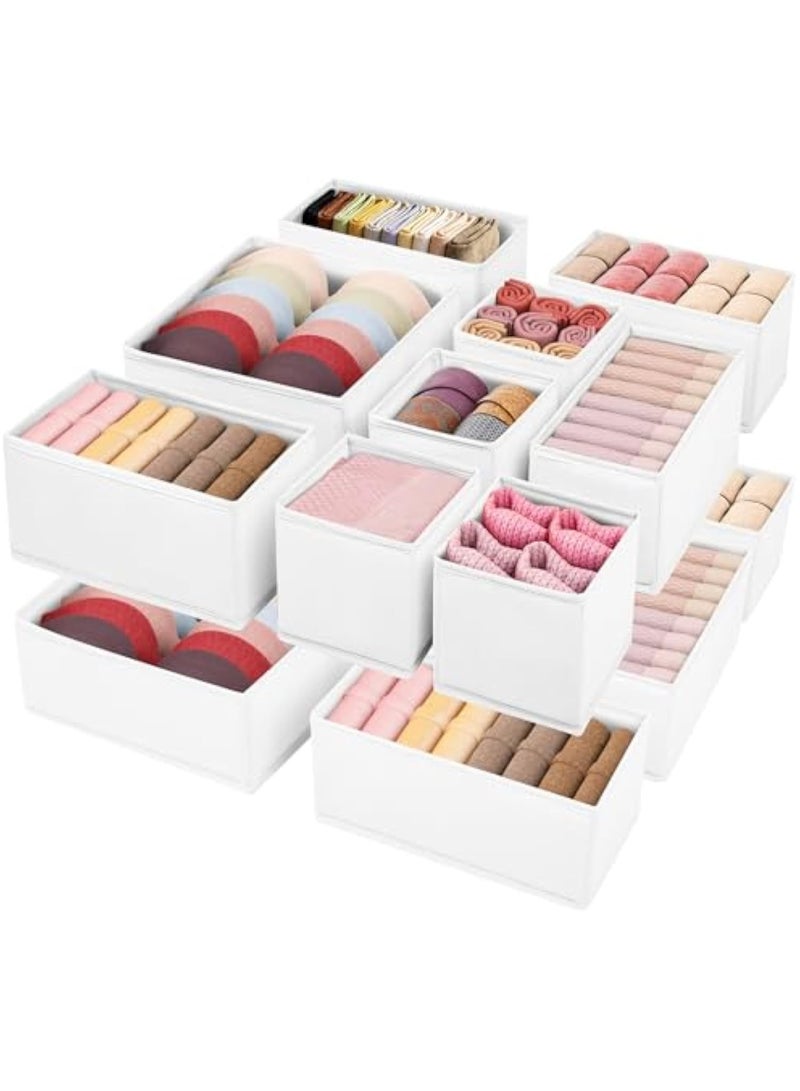 Drawer Clothing Organizer 16-Pack, White 3 Sizes Underwear Drawer Dividers, Fabric Folding Wardrobe Organizer, Can Store Baby Clothes, Bras, Underwear, Panties, Belts, Socks, Ties  - Image 1