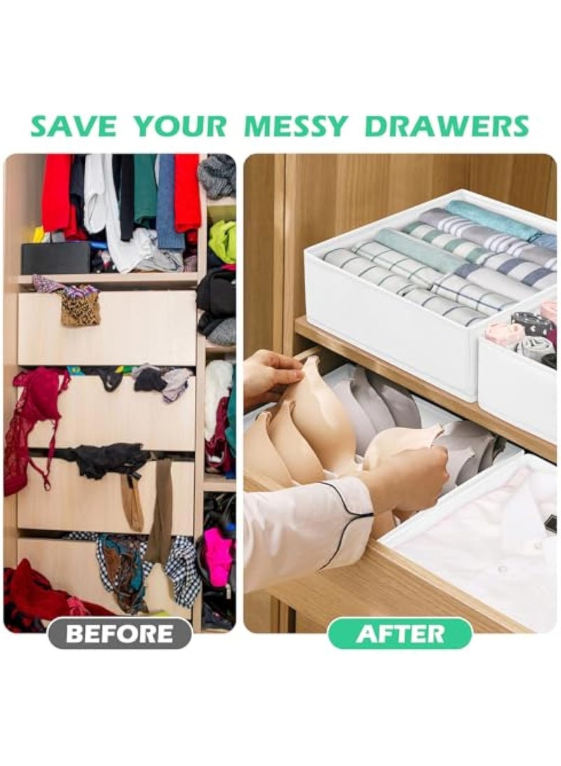 Drawer Clothing Organizer 16-Pack, White 3 Sizes Underwear Drawer Dividers, Fabric Folding Wardrobe Organizer, Can Store Baby Clothes, Bras, Underwear, Panties, Belts, Socks, Ties  - Image 2