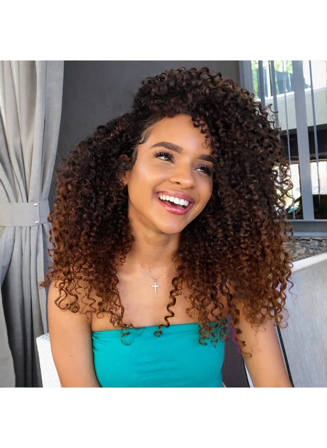 هان HANNE Afro Kinky Curly Yanky Twist Crochet Hair Bunny للنساء والرجال ذوي البشرة السمراء، 3 حزم شعر مجعد بني أومبير، وصلات شعر مجعدة صناعية (T1B/30)  - Image 1