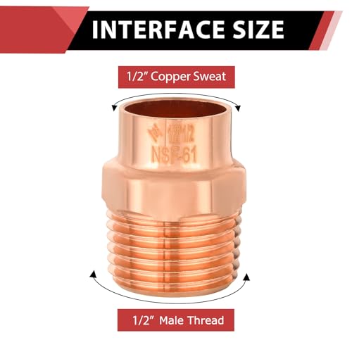 EFIELD Pack of 10 EFIELD 12 FTG x 12 Male Street Adapter LF Copper Plumbing Fittings 12 FTG x Male Street AdapterCOPPER046 - Image 3