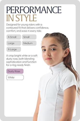 Equinavia Lotta Kids Equestrian Show Shirt - Short Sleeved Performance Shirt with Cooling Mesh - White - L - Image 2