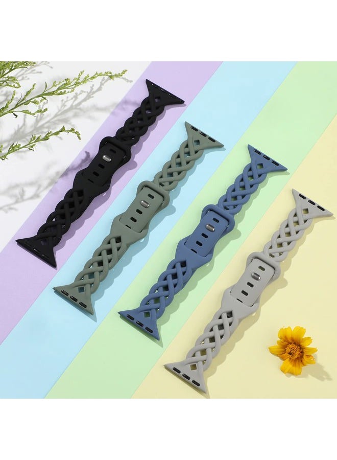 iWabcertoo Slim Silicone Bands Compatible with Apple Watch Band 40mm 38mm 41mm 44mm 45mm 46mm 42mm Women Floral Breathable Braided Lace Thin Sport Strap Replacement Wristbands for iWatch SE Series 10 9 8 7 6 5 4 - Image 4
