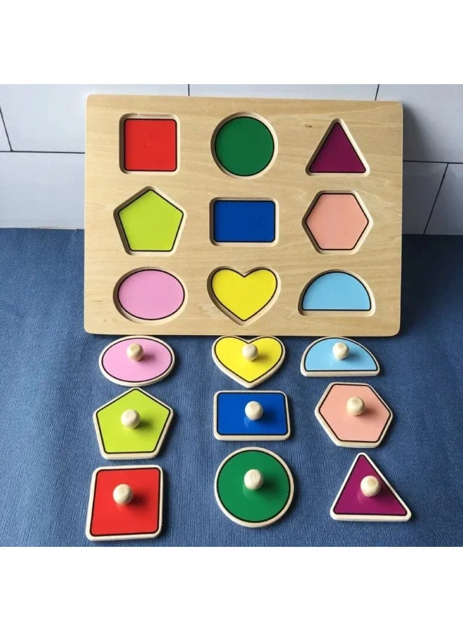 Mengshi Early Education Development Children's Educational Toys Handheld Board Puzzle Cognitive Matching 3D Shape Early Education Intelligence-Color:Shape - Image 2