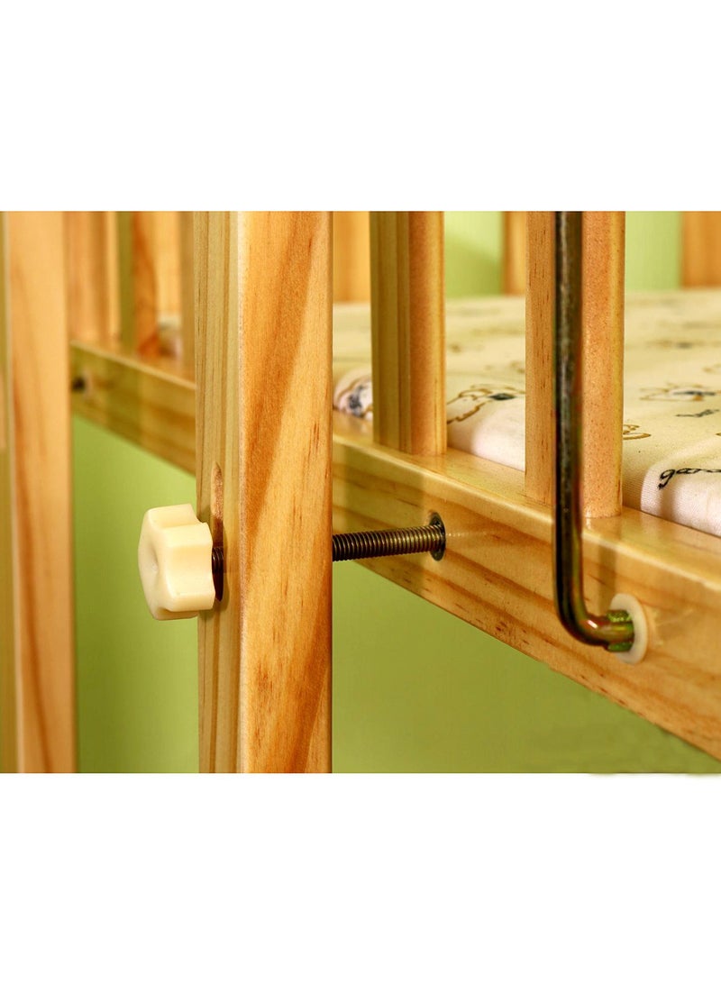 اي اف سرير أطفال خشبي 2 في 1 مع أرجوحة وناموسية وعجلات قابلة للقفل، 70×55 بوصة، بيج - Image 4
