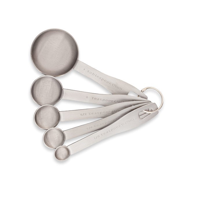 STAINLESS STEEL MEASURING SPOONS 5 PIECE HEAVY DUTY MEASURING SPOON SET FOR DRY FOOD SPICES OR LIQUIDS