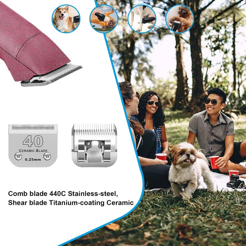 DODAER 40# Dog Grooming Ceramic Blades,Compatible with Andis,Oster A5,Wahl KM10 | Size 40# Detachable Blade 1/100-Inch 0.25MM Cut Length,3 Pack - Image 3