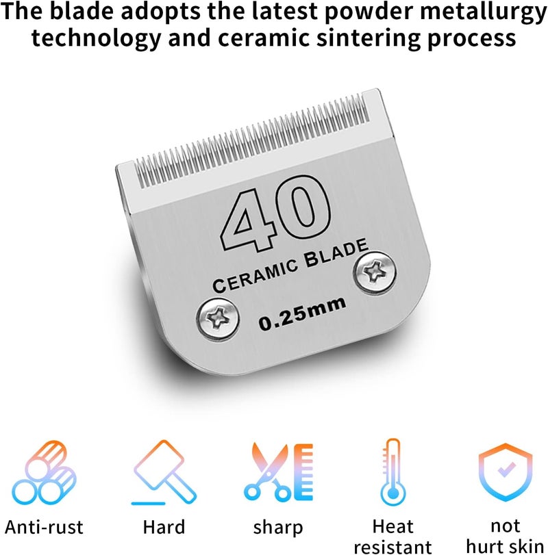 DODAER 40# Dog Grooming Ceramic Blades,Compatible with Andis,Oster A5,Wahl KM10 | Size 40# Detachable Blade 1/100-Inch 0.25MM Cut Length,3 Pack - Image 2