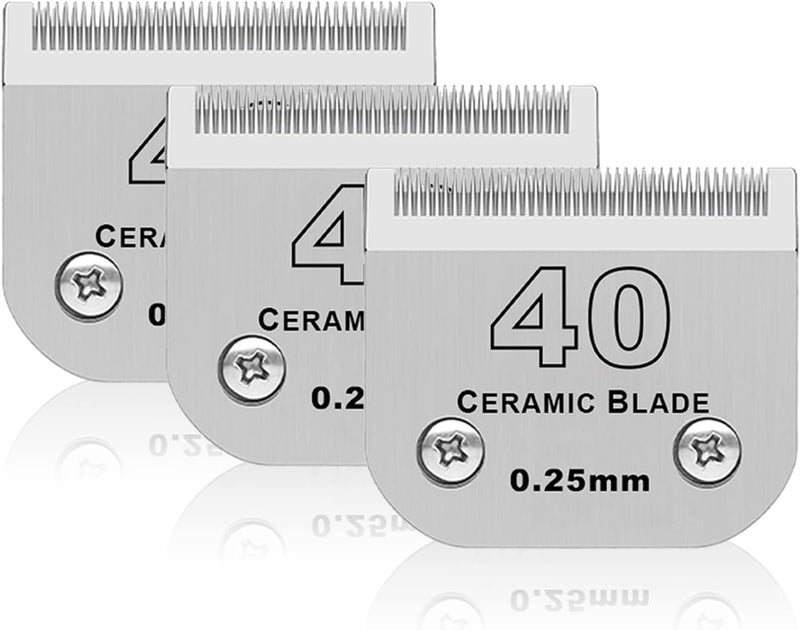 DODAER 40# Dog Grooming Ceramic Blades,Compatible with Andis,Oster A5,Wahl KM10 | Size 40# Detachable Blade 1/100-Inch 0.25MM Cut Length,3 Pack - Image 1
