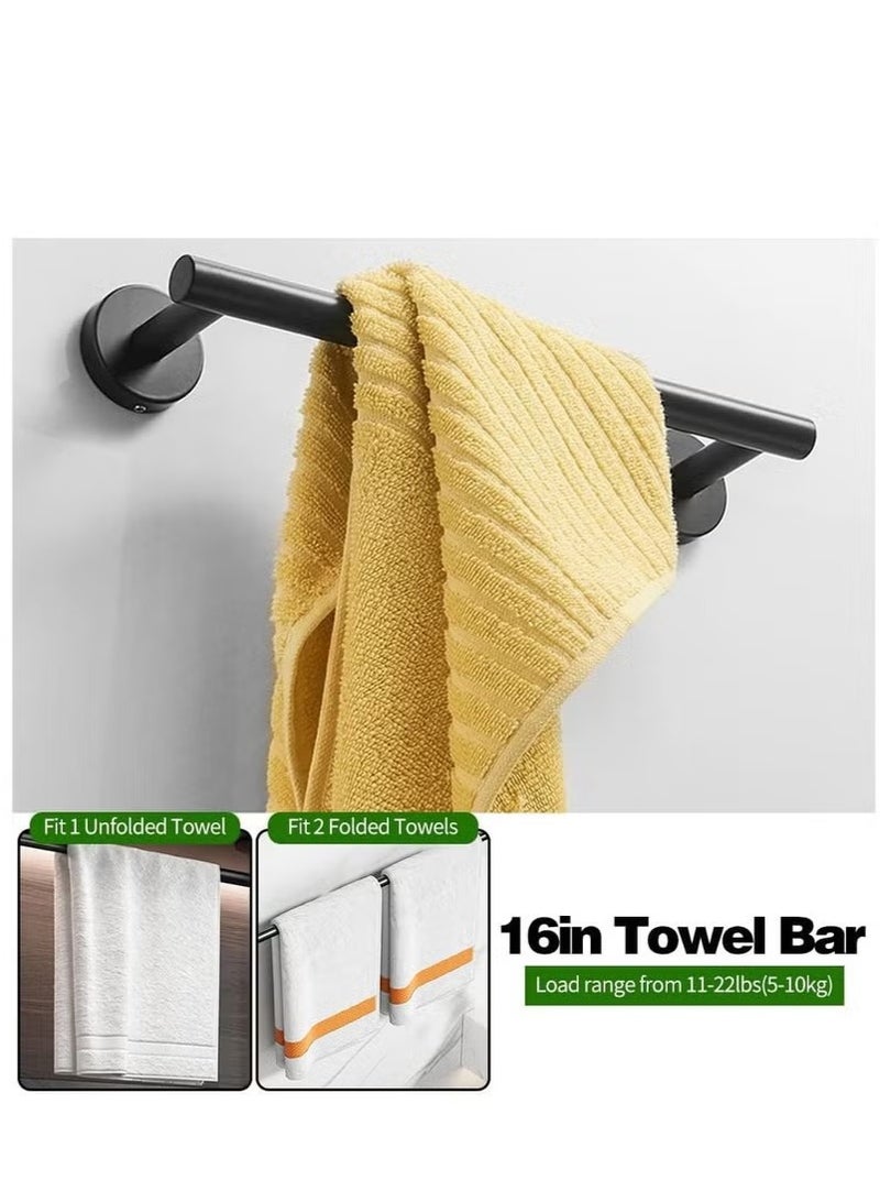 Beauenty Bathroom Hardware Set, 10pcs Matte Black Bath Accessories Set, Stainless Steel Bath Towel Bar Set for Bathroom Wall Mounted - Image 2