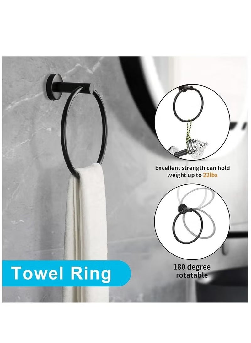 Beauenty Bathroom Hardware Set, 10pcs Matte Black Bath Accessories Set, Stainless Steel Bath Towel Bar Set for Bathroom Wall Mounted - Image 4