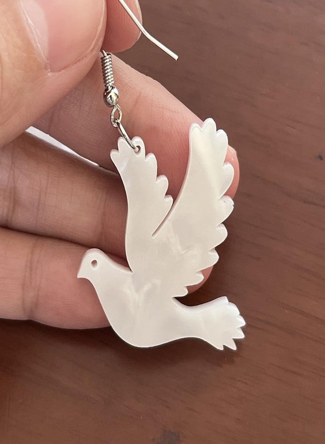 AMOBESTER Acrylic Dove Dangle Earring Peace Dove Earring for Women Peace Lover Sponsor Gift - Image 2