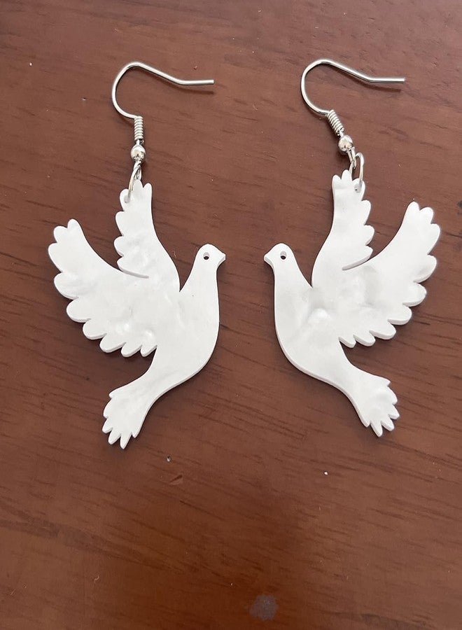 AMOBESTER Acrylic Dove Dangle Earring Peace Dove Earring for Women Peace Lover Sponsor Gift - Image 3
