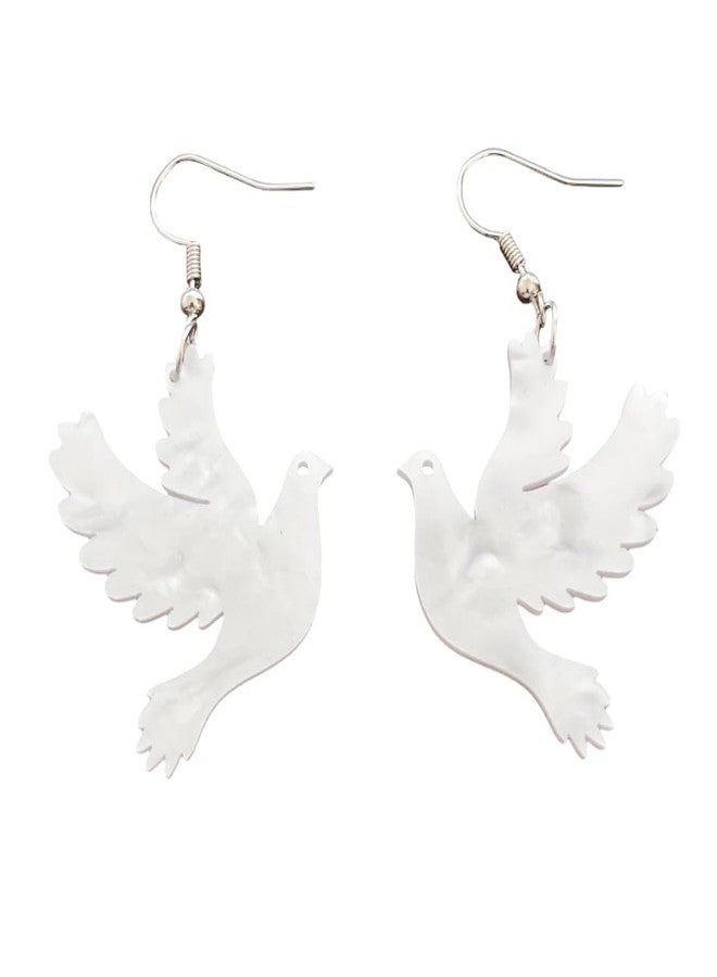 AMOBESTER Acrylic Dove Dangle Earring Peace Dove Earring for Women Peace Lover Sponsor Gift - Image 1