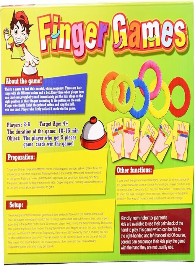 Generic Plastic Finger Games With 60 Different Colors Hair Rings And 24 Picture Cards For Unisex Children 4+ Ages - Multi Color 