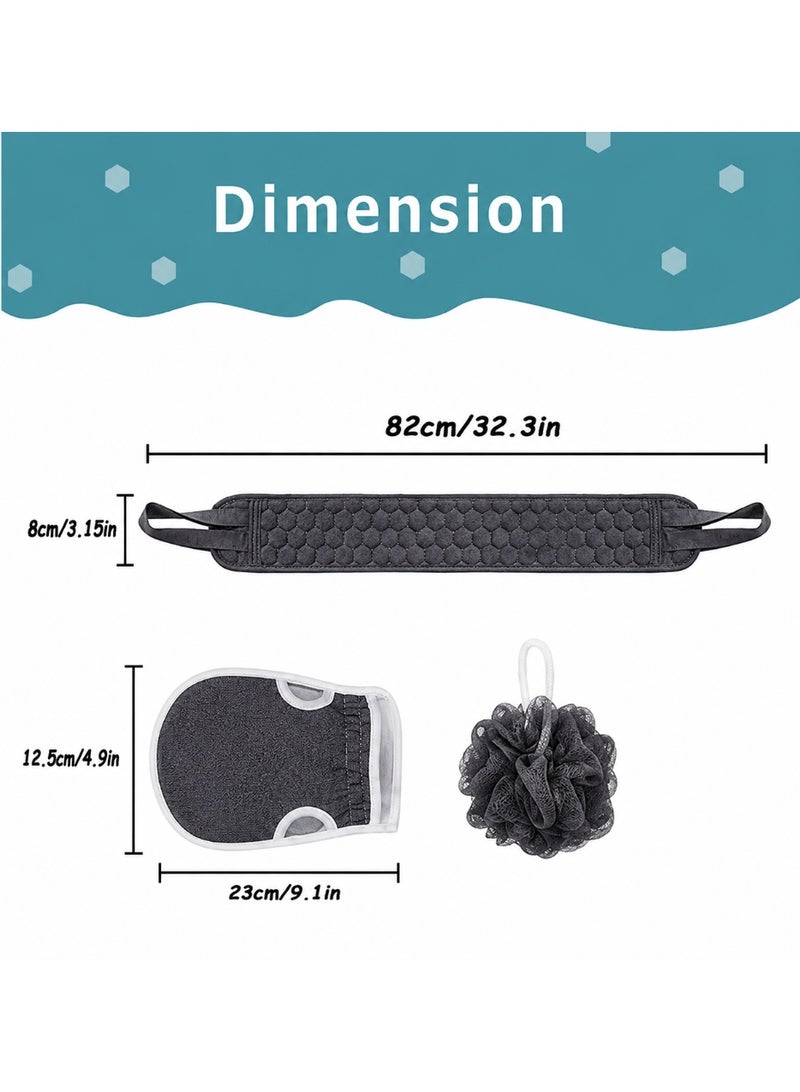 Premium 3-in-1 Bath Accessories Set – Back Scrubber, Exfoliating Glove & Shower Pouf - Image 2