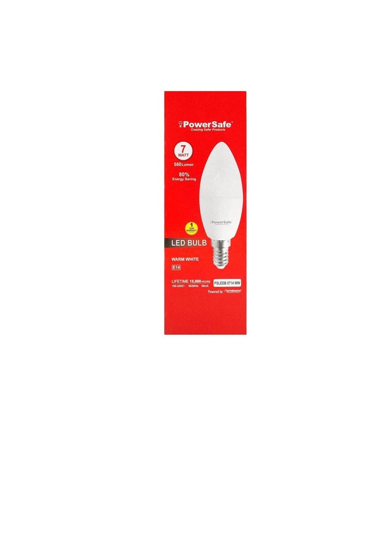 PowerSafe Energy Saving 7W LED Candle Bulb E14 Holder with Surge Protection|ESMA Approved Pack of 10 (WARM WHITE) - Image 3
