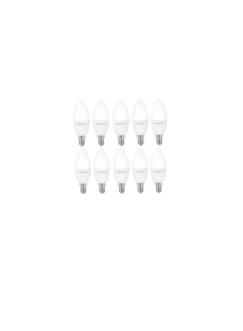 PowerSafe Energy Saving 7W LED Candle Bulb E14 Holder with Surge Protection|ESMA Approved Pack of 10 (WARM WHITE) - Image 1