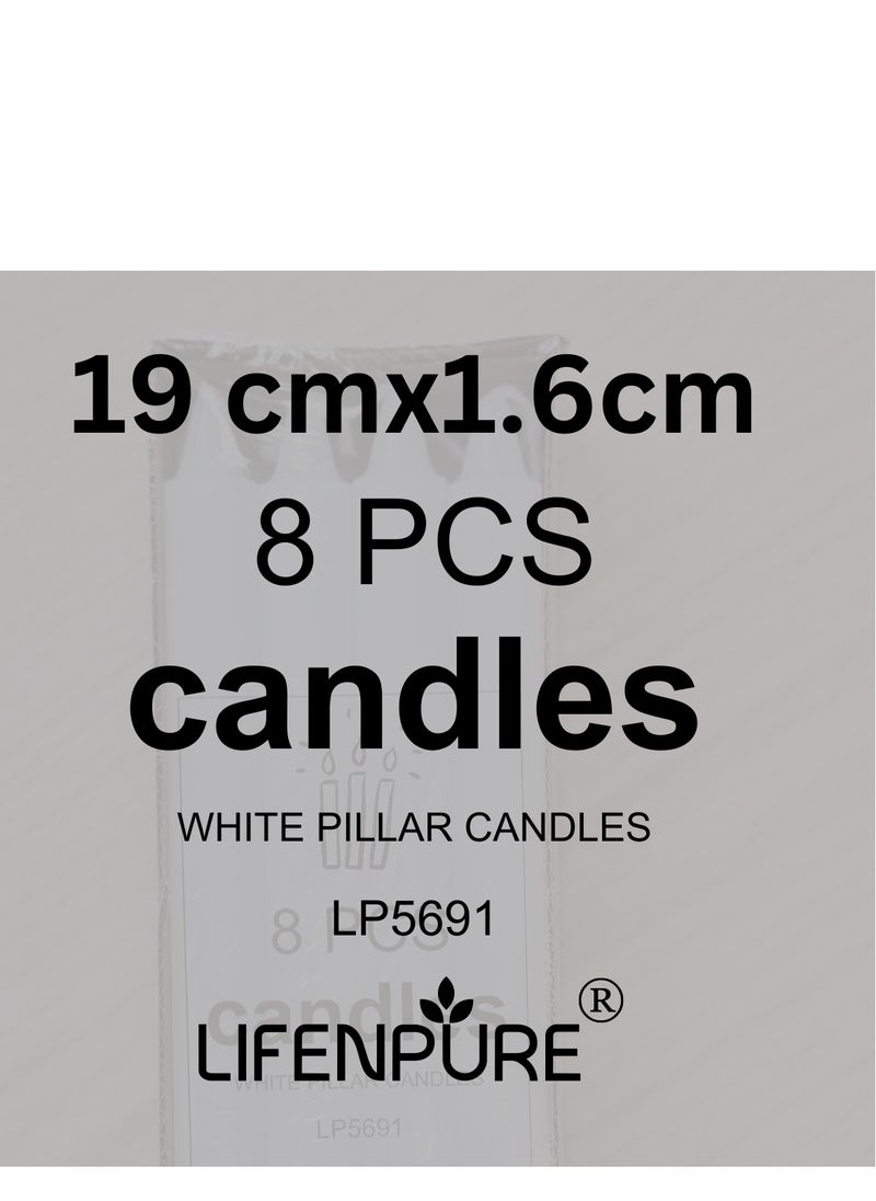 Lifenpure 8 Pieces  Pillar Candles White Long Candle Wedding Parties Birthday  - Image 4