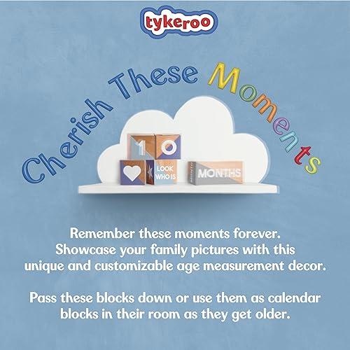 Tykeroo Baby Monthly Milestone Blocks — Cute Nursery Decor — Lovely Newborn Photography Props — Baby Shower Gifts (Blue & Gray) - Image 5
