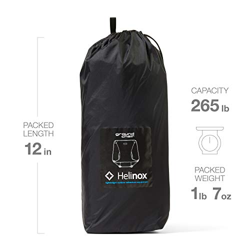 Helinox Ground Chair | Stable, 650g Ultralight, Packable, Portable Chair for Backpacking, Camping, Hiking, Travel, Moto-Touring (Black) - Image 2