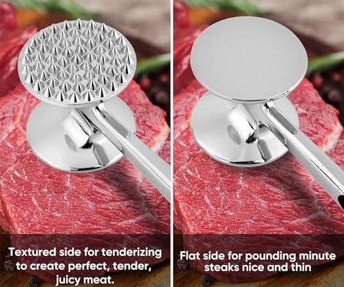 Aliglow Meat Tenderizer Hammer Tool Mallet Pounder for Kitchen Tenderizing Steak Beef Poultry,Heavy Duty Dual-Sided Tenderiser with Soft Grip Handle - Multifunctional Beater for Chicken,Fish, Baking - Image 3