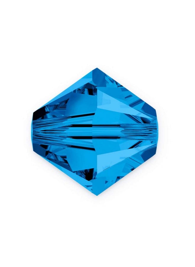 Preciosa 100Pcs Authentic Preciosa 4Mm (0.16 Inch) Small Faceted Bicone Crystal Loose Beads Capri Blue Compatible With Swarovski 5301/5328 For Diy Jewelry Making Pre B425  - Image 1