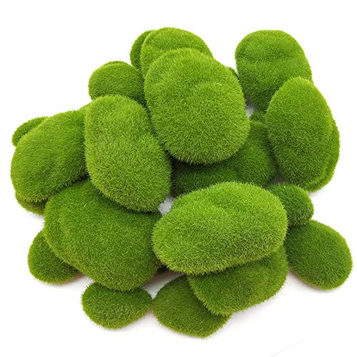 YOOHUA 30PCS 3 Size Artificial Moss Rocks Decorative, Green Moss Balls,Moss Stones, Green Moss Covered Stones, Fake Moss Decor for Floral Arrangements, Fairy Gardens and Crafting - Image 1