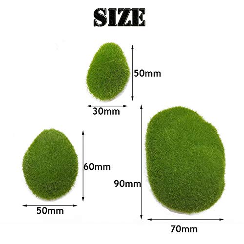 YOOHUA 30PCS 3 Size Artificial Moss Rocks Decorative, Green Moss Balls,Moss Stones, Green Moss Covered Stones, Fake Moss Decor for Floral Arrangements, Fairy Gardens and Crafting - Image 5