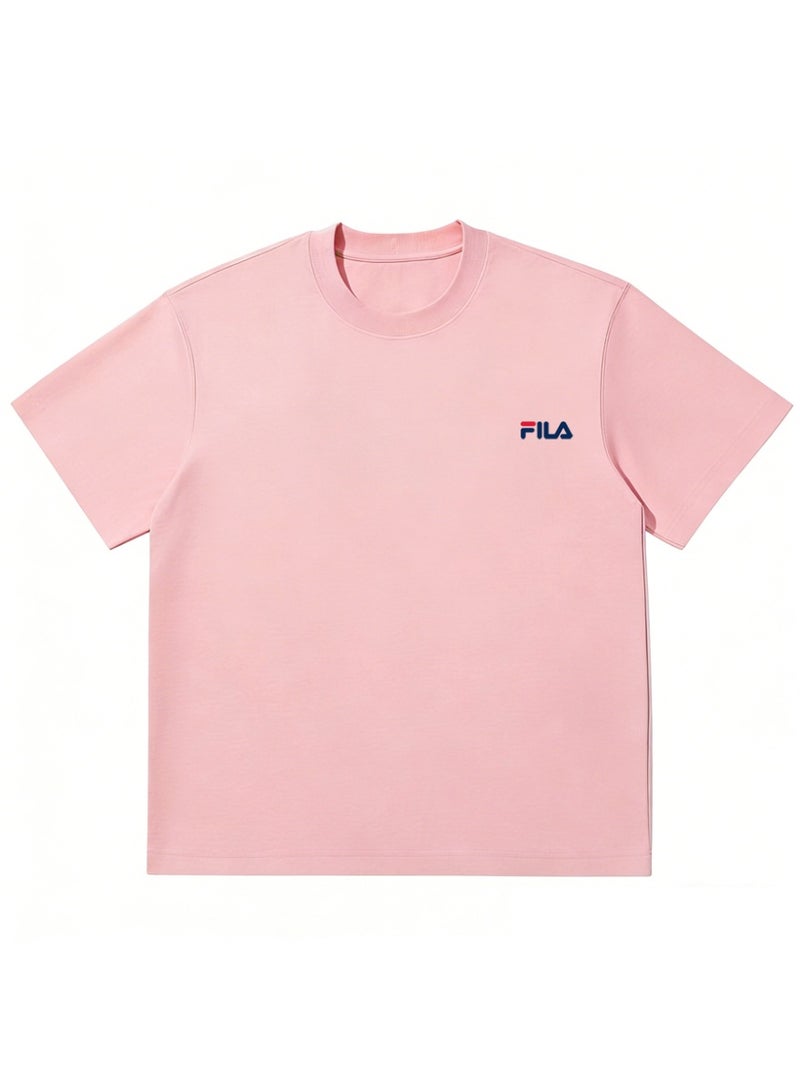 FILA classic round neck short sleeve loose shoulder cotton unisex T-shirt casual Joker top - Image 3