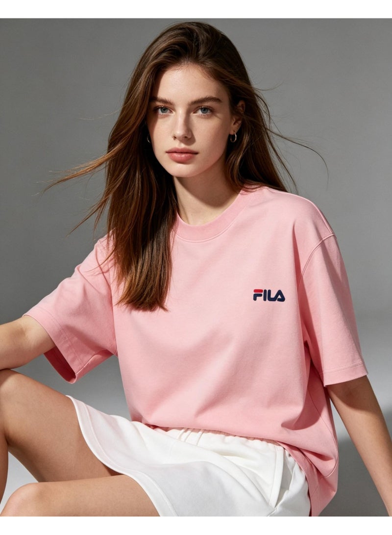 FILA classic round neck short sleeve loose shoulder cotton unisex T-shirt casual Joker top - Image 1