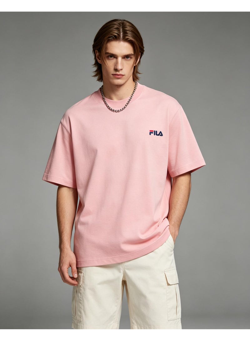 FILA classic round neck short sleeve loose shoulder cotton unisex T-shirt casual Joker top - Image 2