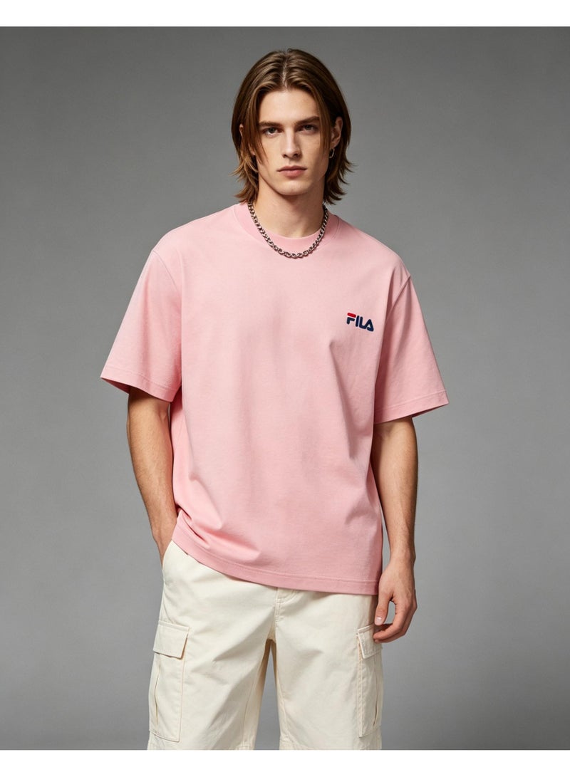 FILA classic round neck short sleeve loose shoulder cotton unisex T-shirt casual Joker top - Image 4
