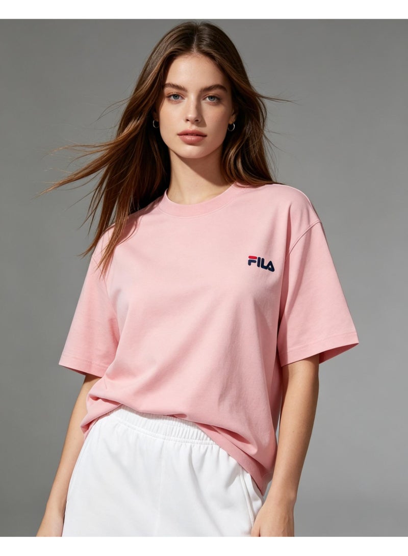 FILA classic round neck short sleeve loose shoulder cotton unisex T-shirt casual Joker top - Image 5