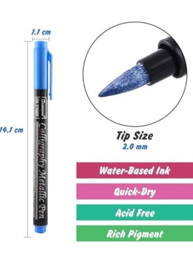 Queens Metallic Calligraphy Pens Set, 12 Colors, Paint Markers for Art and Crafts - Image 5