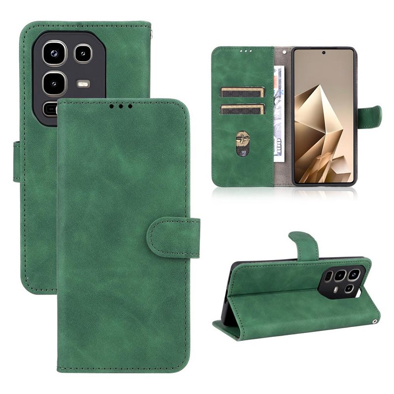 HuHa Protective Cover For Infinix Note 50 Pro 4G Skin Feel Magnetic Flip Leather Phone Case(Green) - Image 1
