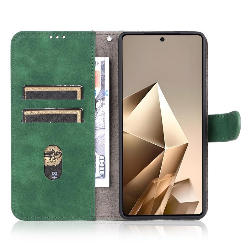 HuHa Protective Cover For Infinix Note 50 Pro 4G Skin Feel Magnetic Flip Leather Phone Case(Green) - Image 4