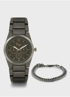 Analogue Watch With Stainless Steel Bracelet Gift Set