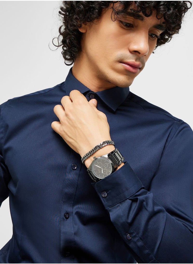 Robert Wood - Analogue Watch With Stainless Steel Bracelet Gift Set - Image 1